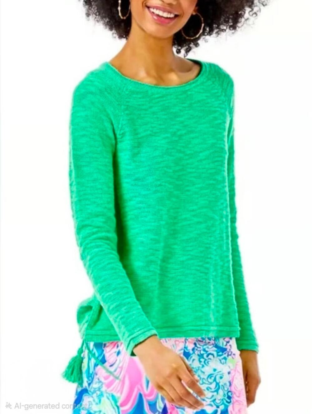 Lilly Pulitzer Jody Tassels Sweater in Myrtle Green. Size M. Retails $128
